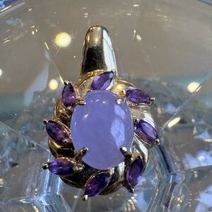 Vintage 14Kt. Gold with Purple Jade and Amethyst Pendant